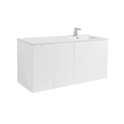 Kommod Isella 120 vit hb (60 kommod + 30 uskåp m tvkorg) tvättställ m enkel ho till höger