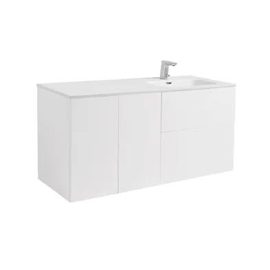 Kommod Isella 120 vit hb (60 kommod + 30 uskåp m tvkorg) tvättställ m enkel ho till höger