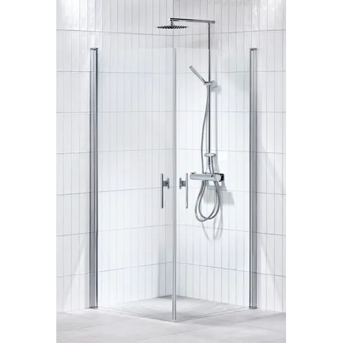 Duschhörna Lusso med handtag 2, rak 70x90 klarglas