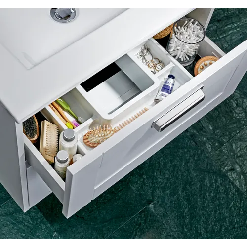 Kommod Gabriella 90 cm vit matt med Ariella tvättställ mineralkomposit