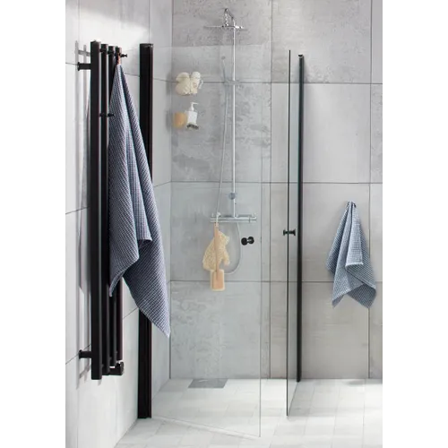 Duschhörna Lusso black rak 90x90 klarglas