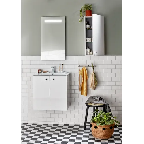 Kommod Isella 60 kompakt med dörrar vit matt tvättställ porslin