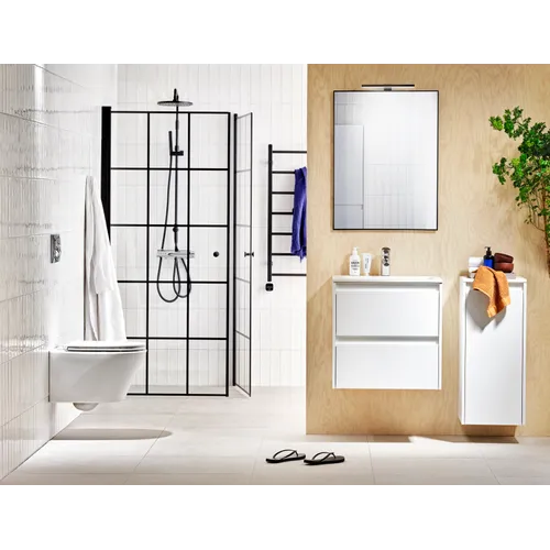 Kommod Luxor 50 cm kompakt grå matt med Ariella tvättställ mineralkomposit