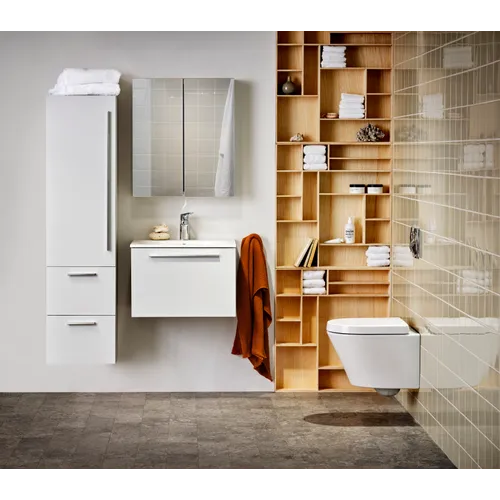 Kommod Ella 60 cm kompakt grå matt med Ariella tvättställ mineralkomposit