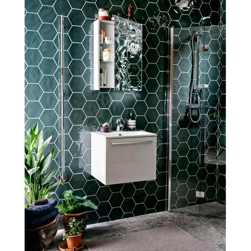 Kommod Ella 90 cm vit högblank med Ariella tvättställ porslin