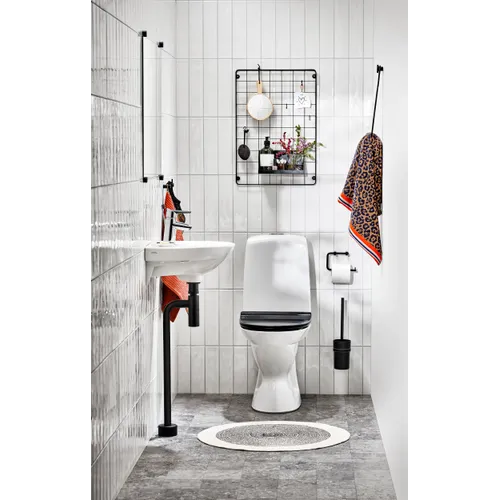 Metallvattenlås, golvrör, golvhuv i matt svart