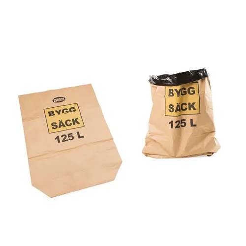 Papperssäck m. innersäck i PE 125 l