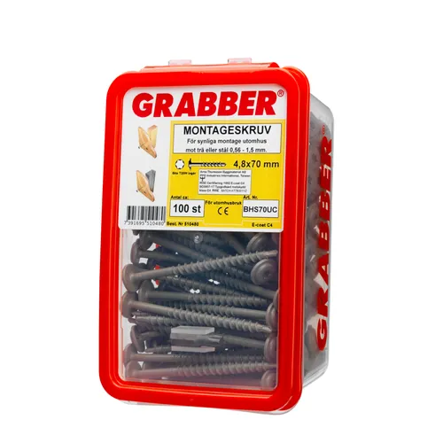Montageskruv utvändig 4,8x70 mm, 100 st/frp