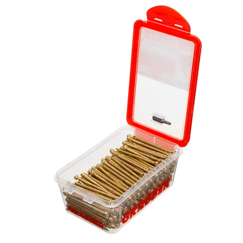 Golv- & listskruv m. borrspets & stödgänga Trä/Stål 4,2x62 mm, Gul, 250 st/frp