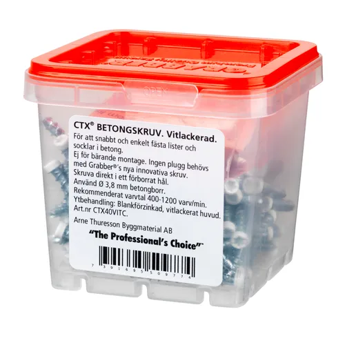 Listskruv Betong 4,5x40 mm, Vit, 100 st/frp