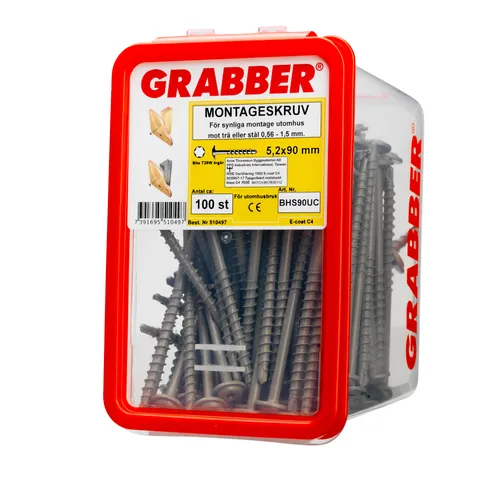 Montageskruv utvändig 5,2x90 mm, 100 st/frp