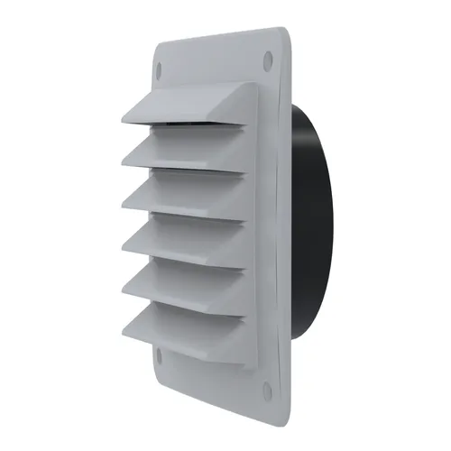 Ytterväggsgaller med stos, 150x150 mm, Grå/svart