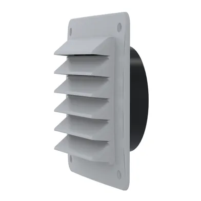 Ytterväggsgaller med stos, 150x150 mm, Grå/svart