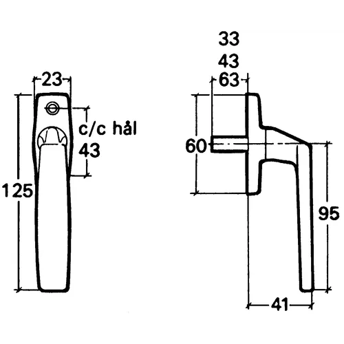 Handtag Fix 83 Rakt krom