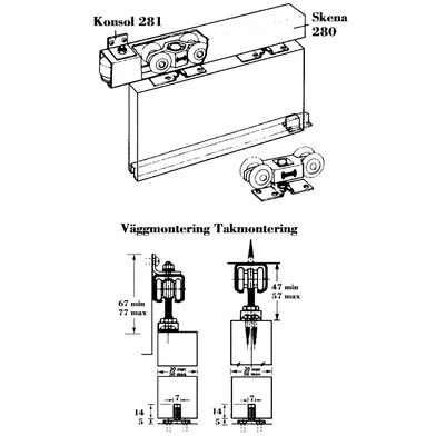 Skjutdörrskena Hendersson husky 280 1,8 m