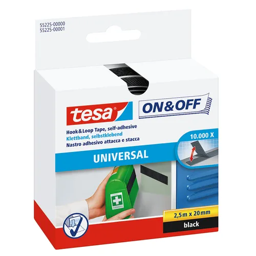 Kardborrband Tesa Vit 20 mm, 1 m