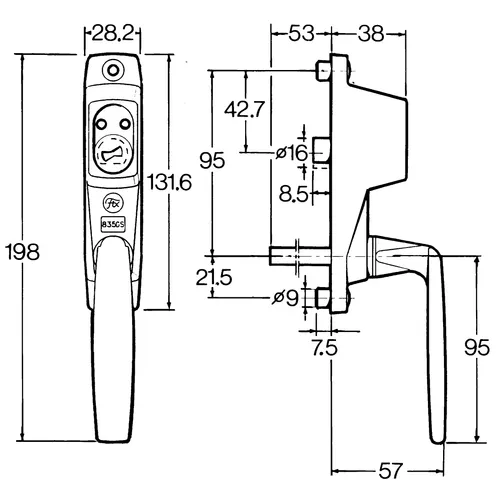 Säkerhetshandtag Fix835S Vänster krom