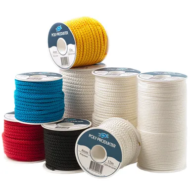 Polyestersilkelina flätad vit Ø 4,0 mm