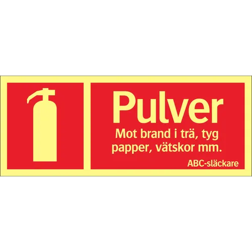 Brandskylt Supernova® Pulver ABC-släckare 250x100 mm