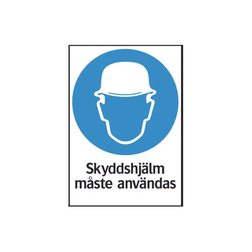 Påbudsskylt Skyddshjälm måste användas 210x297 mm