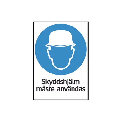 Påbudsskylt Skyddshjälm måste användas 210x297 mm