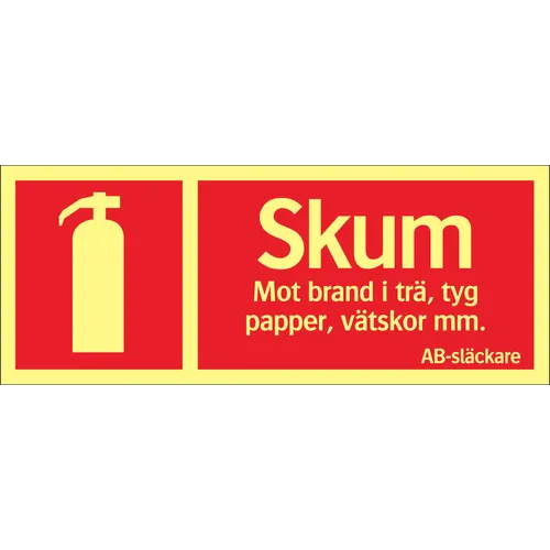 Brandskylt Supernova® Skum AB-släckare 250x100 mm