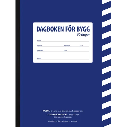 Byggdagbok A4 Blå, 60 dagars