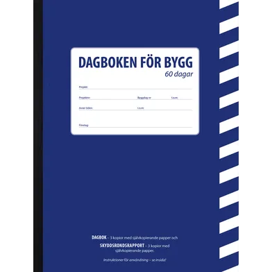 Byggdagbok A4 Blå, 60 dagars