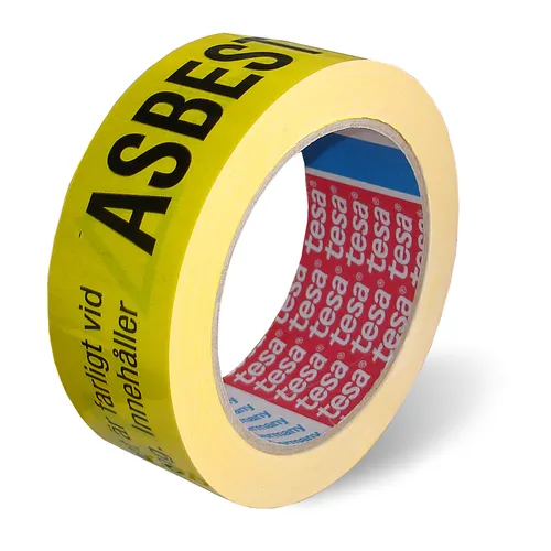 Varningstejp 38 mm, 66 m, Asbest