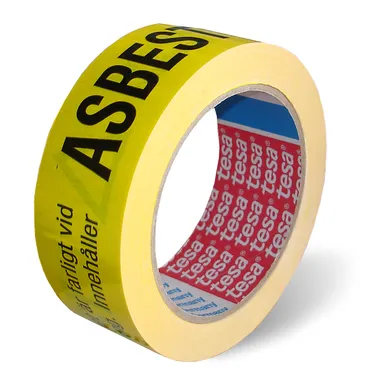 Varningstejp 38 mm, 66 m, Asbest