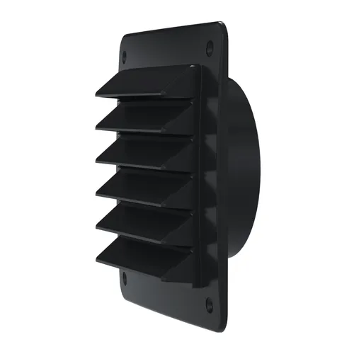 Ytterväggsgaller med stos, 150x150 mm, Svart