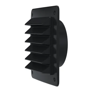 Ytterväggsgaller med stos, 150x150 mm, Svart