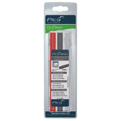 Reservstift Big-Dry, 2x5x150 mm Grafit/Vit/Röd, 12 st/frp