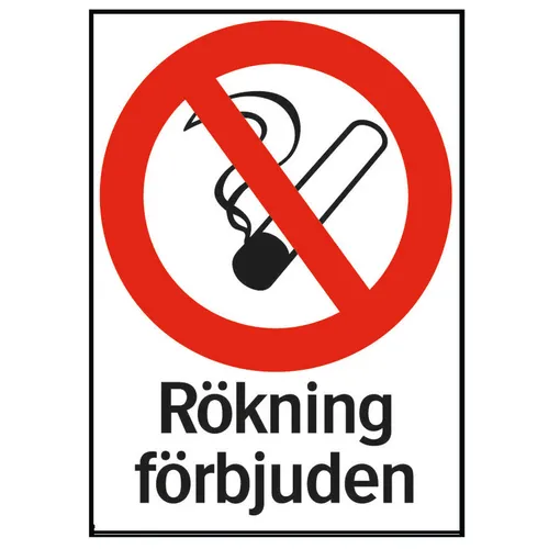 Förbudsskylt Rökning förbjuden 210x297 mm