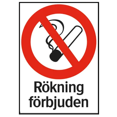 Förbudsskylt Rökning förbjuden 210x297 mm