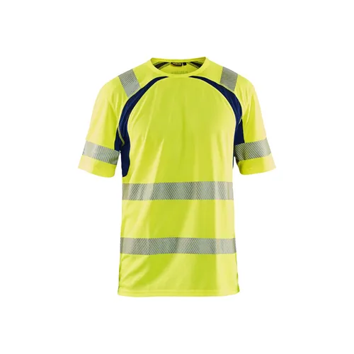 T-shirt Varsel m. mesh, UV-skyddad, Gul/Marinblå Strl. L