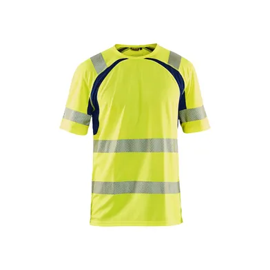 T-shirt Varsel m. mesh, UV-skyddad, Gul/Marinblå Strl. L