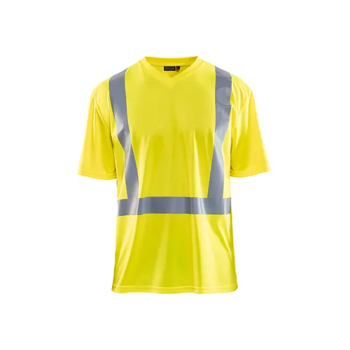 T-shirt V-ring, Varsel, UV-skyddad, Gul Strl. L