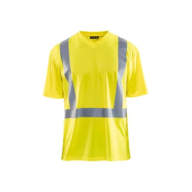 T-shirt V-ring, Varsel, UV-skyddad, Gul Strl. L