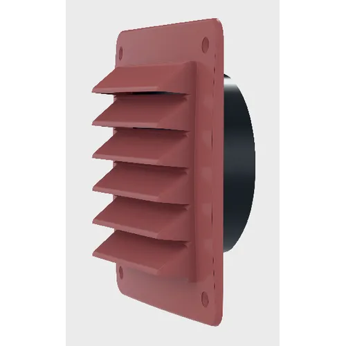 Ytterväggsgaller med stos, 150x150 mm, Röd/svart