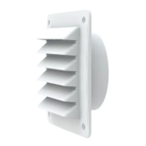 Ytterväggsgaller med stos, 150x150 mm, Vit