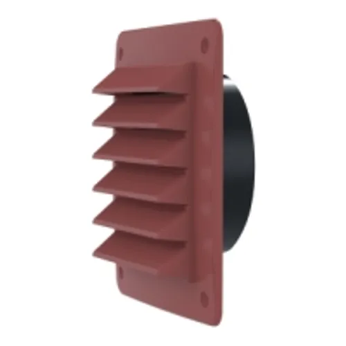 Ytterväggsgaller med stos, 150x150 mm, Röd/svart