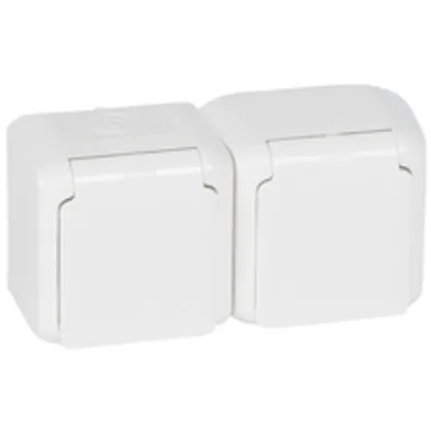 Vägguttag utanpå, 2 väg IP44 Kapslad