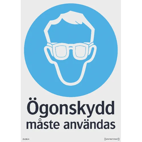 Skylt Ögonskydd måste användas 210x297 mm, 352614