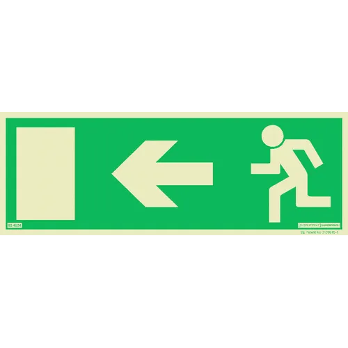 Skylt Utrymningsväg till vänster 297x105 mm, Supernova 824124