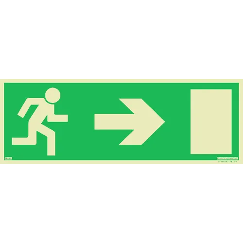 Skylt Utrymningsväg till höger 420x148 mm, Supernova 824223