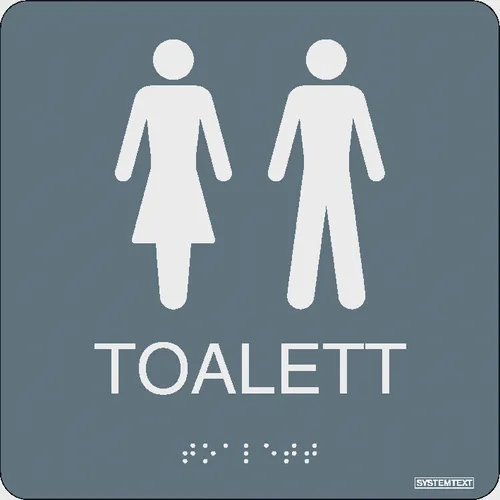 Skylt Taktil toalett dam/herr 150x150 mm  235211