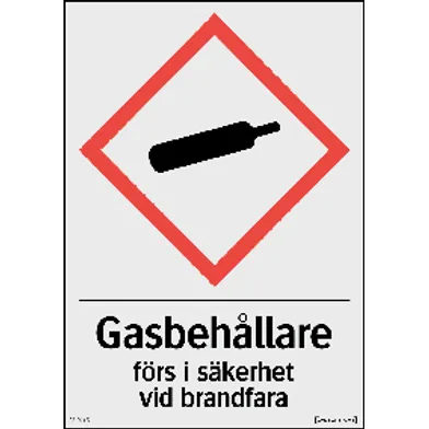 Skylt Gasbehållare förs i säkerhet 148x210 mm, 330615