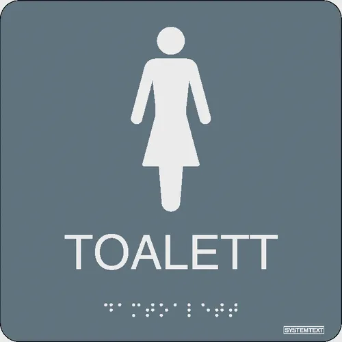 Skylt Taktil toalett dam 150x150 mm, 235011