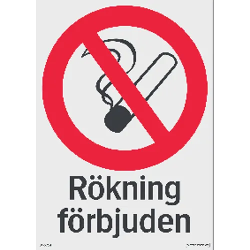 Skylt Rökning förbjuden 210x297 mm, 345714